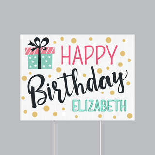 Happy Birthday Present Personalized Yard Sign