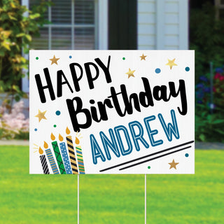 Happy Birthday Candles Personalized Yard Sign