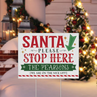Santa Stop Here Personalized Yard Sign