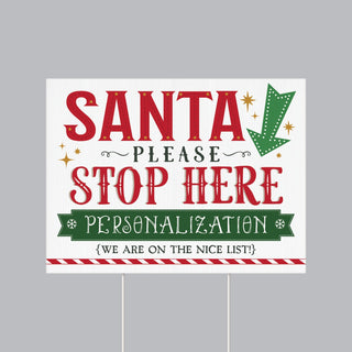 Santa Stop Here Personalized Yard Sign