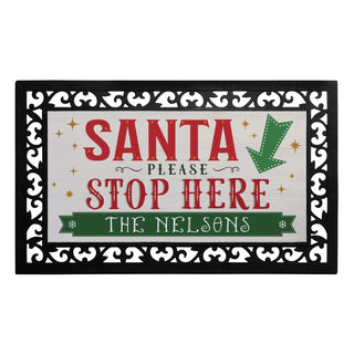 Santa Please Stop Here Insert and Ornate Rubber Doormat Frame