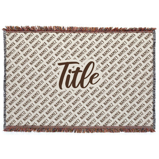 Family Names Fringe Throw Blanket Ivory & Brown