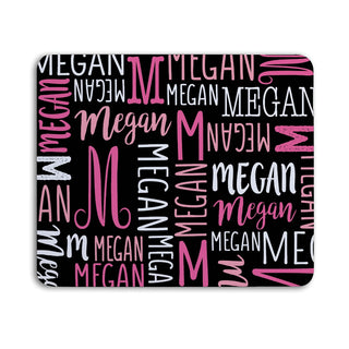 Pink & Black Name Pattern Mouse Pad