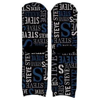 Blue & Black Name Pattern Adult Crew Socks