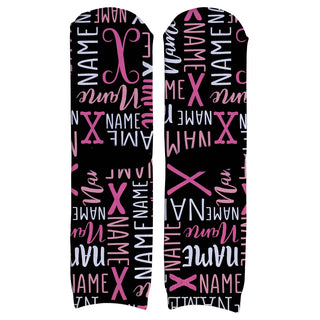 Pink & Black Name Pattern Adult Crew Socks