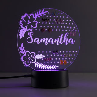 Floral Name Earring Holder Acrylic LED Night Light