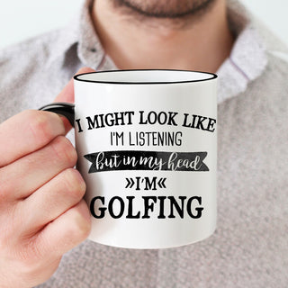 Look Like I'm Listening Personalized Black Handle Coffee Mug - 11oz