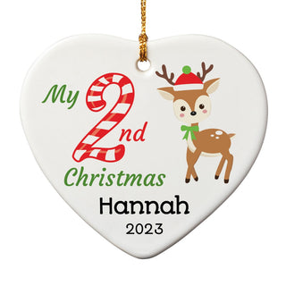 My 2nd Christmas Heart Shape with Reindeer Ornament