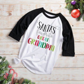 Santa's Favorite Great Grandma Black Sleeve Sports Jersey