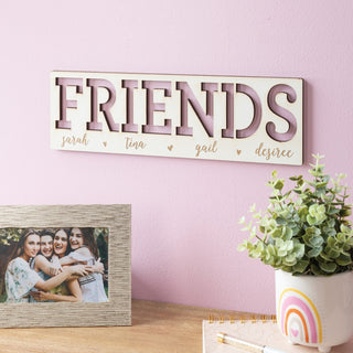 Friends Cutout Personalized White Wood Plaque