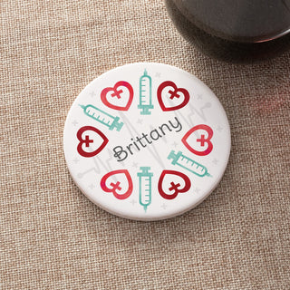 Nurse Tools Pattern Personalized Round Desk Coaster