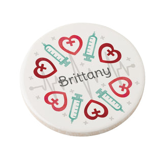 Nurse Tools Pattern Personalized Round Desk Coaster