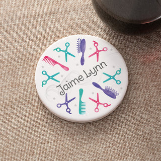 Hairstylist Tools Patter Personalized Round Desk Coaster