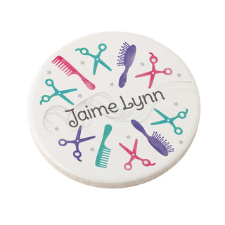 Hairstylist Tools Patter Personalized Round Desk Coaster