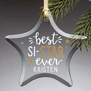Best Si-STAR Ever Personalized Glass Star Ornament 