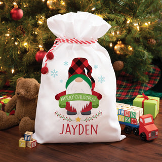 Merry Christmas Gnome Boy Personalized Santa Sack 