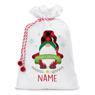 Merry Christmas Gnome Boy Personalized Santa Sack