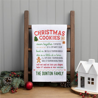 Christmas Cookie Recipe Personalized Waffle Kitchen Towel 