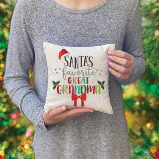 Santa's Favorite Great Grandma 8x8 Mini Pillow 
