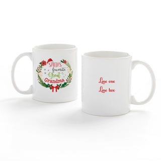 Santa's Favorite Great Grandma Personalized White Coffee Mug - 11 oz.