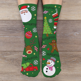 Christmas Icon Pattern Personalized Adult Socks