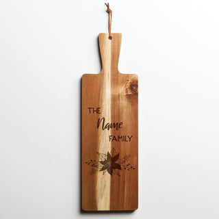 Poinsettia Personalized Acacia Wood Bread Board