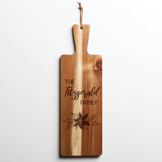 Poinsettia Personalized Acacia Wood Bread Board