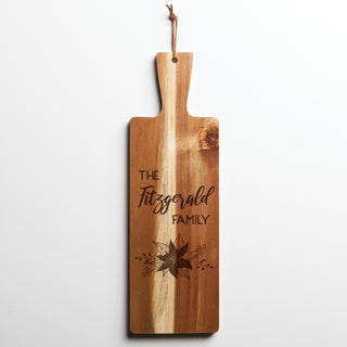 Poinsettia Personalized Acacia Wood Bread Board