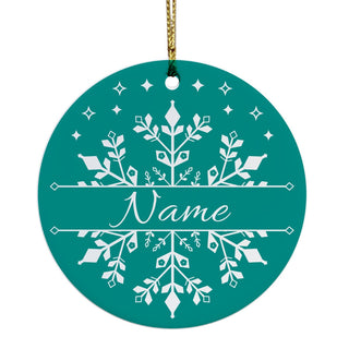 Snowflake Personalized Round Ceramic Ornament