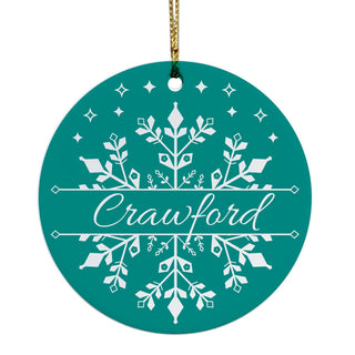 Snowflake Personalized Round Ceramic Ornament