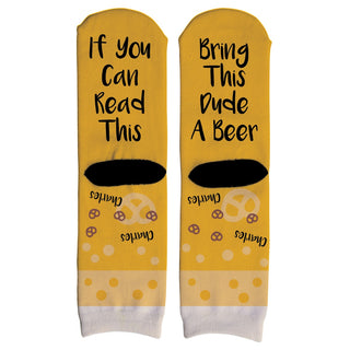 Beer Pretzel Pattern Personalized Adult Crew Socks