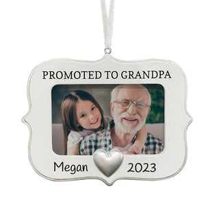 Promoted To Grandpa Picture Frame Ornament