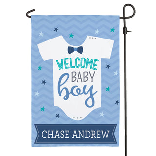 Welcome Baby Boy Personalized Garden Flag