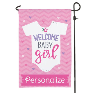 Welcome Baby Girl Personalized Garden Flag