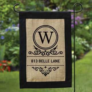 Burlap Personalized Garden Flag with Black Border