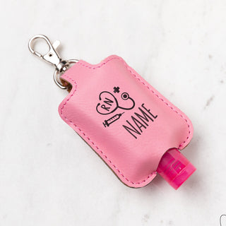 Nurse Icons Personalized Pink Hand Sanitizer Holder