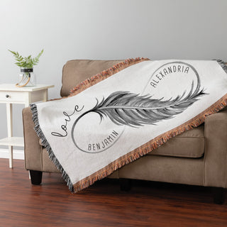 Gray Love Infinity Personalized Fringe Throw Blanket