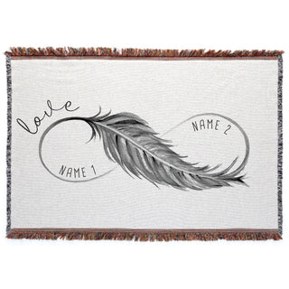 Gray Love Infinity Personalized Fringe Throw Blanket