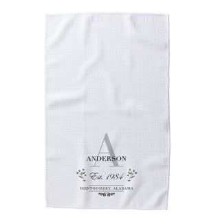 Initial Name Berry Motif Waffle Tea Towel