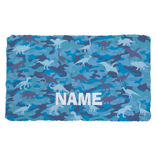 Dinosaur Blue Camo Personalized Fuzzy Throw Blanket