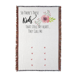 Kids Stole My Heart Personalized Fringe Throw Blanket