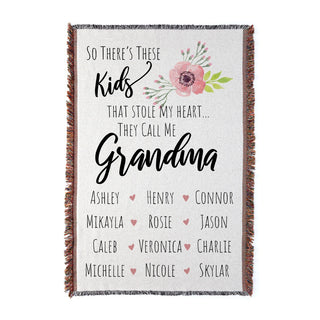 Kids Stole My Heart Personalized Fringe Throw Blanket