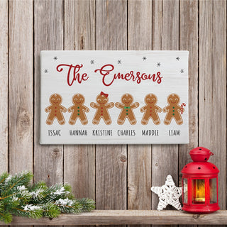 Gingerbread Family Personalized 10x16 Canvas