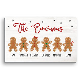 Gingerbread Family Personalized 10x16 Canvas