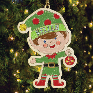 Elf Boy Personalized DIY Wood Ornament 