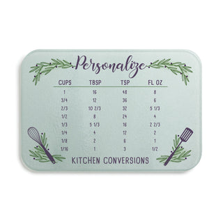 Vines and Kitchen Tools Personalized Glass Cutting Board