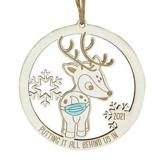Putting It All Behind Us Reindeer Wood Ornament