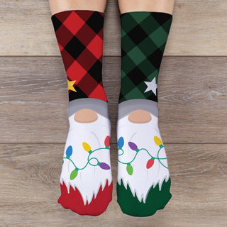 Christmas gnomes crew socks with name