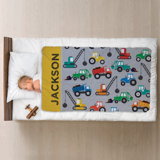 Construction Truck Personalized Fuzzy Throw Blanket