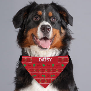 Ugly sweater dog bandana with name 